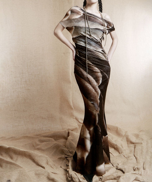 Feather Print Mermaid Dress